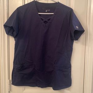 Navy butter soft scrub top